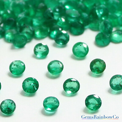 #ad Beautiful Natural Round Cut Zambian Emerald Green colour 1.25mm To 6mm #888