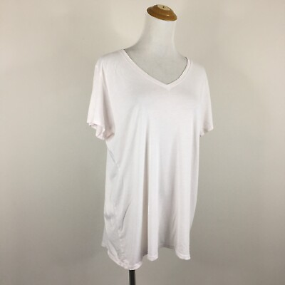 #ad FIGS Womens sz Medium White V Neck Short Sleeve Scrubs T Shirt Shirt Top
