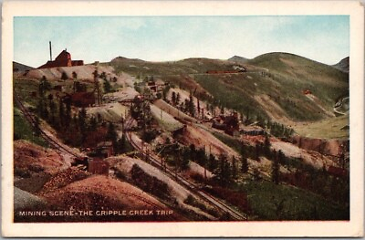 #ad c1910s COLORADO Mining Postcard quot;Mining Scene The Cripple Creek Tripquot; Unused