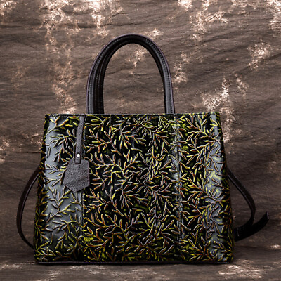Women‘s Bag Genuine Leather Vintage Handbags Shoulder High capacity Embossed QR $57.84