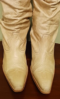 #ad STEVE MADDEN WOMENS WESTERN COWBOY BOOTS LEATHER BEIGE SPAIN SIZE 41 VINTAGE