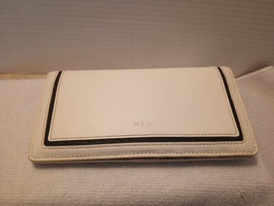 #ad Lauren Ralph Lauren Dorset Slim Wallet in Vanilla Black Gold Interior Leather