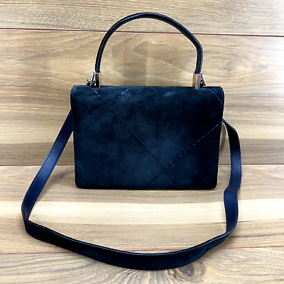 #ad Salvatore Ferragamo Vintage Handbag Quilted Suede Top Handle Small Flap Bag