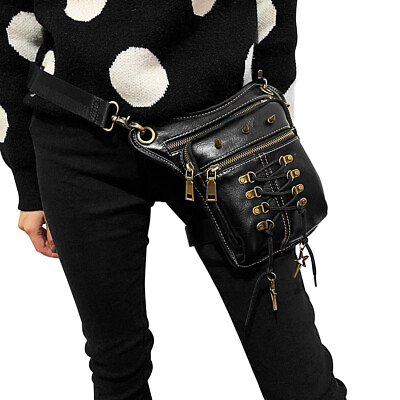 #ad Steampunk Gothic Mini Waist Bag Women Leather Motorcycle Leg Drop Bag