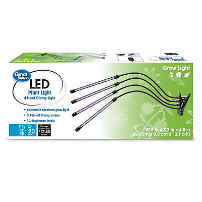 #ad 4 Head Flexible LED Clamp Grow Light 20W Selectable Spectrum