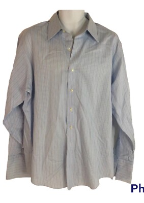 #ad Brooks Brothers Dress Shirt 346 Striped Long Sleeve Mens French Cuff 16.5 Blue *
