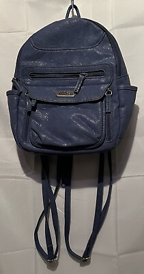 #ad Multi Sac Small Backpack Purse Convertible Crossbody Shoulder Bag Blue Leather