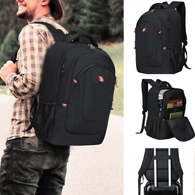 #ad Large Backpack Mens Women USB Rucksack Fishing Sports Travel Hiking School Bag