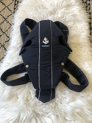 #ad Bjorn Infant Carrier Original Classic Navy Blue Nautical Anchor Baby Wearing. M2