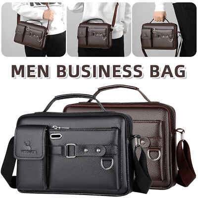 Leather Men Messenger Bag Vintage Briefcase Laptop Shoulder Handbag Business Bag