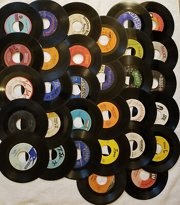 #ad Lot of 30 Random 45 rpm Vintage 7” Vinyl Records Jukebox Rock Pop Country Soul