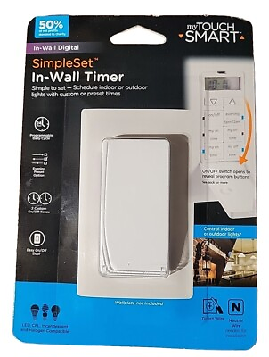 #ad MyTouchSmart 24 Hour Indoor In Wall Timer with 2 Custom ON OFF Times White