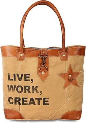 #ad Upcycled Canvas tote bag for women canvas shoulder handbag Cow hide leather bag