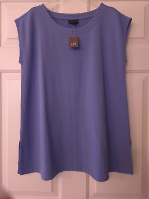 #ad J Jill Wearever Collection S Hyacinth Blue Tunic NWT extended shoulder side...