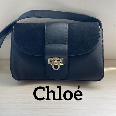 #ad Chloe Shoulder Bag Leather Black Authentic G1120295
