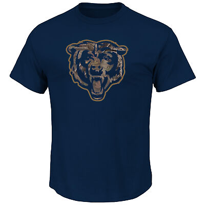 #ad Majestic Chicago Bears Camo Tek Patch Men#x27;s Navy Shirt Medium