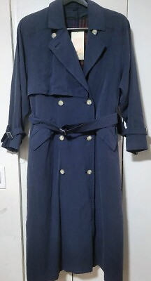 #ad Burberry Prorsum Coat Size 10 Navy 100% Wool Burberry Coat Removable Liner