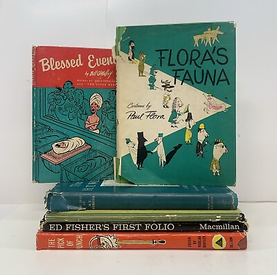 #ad 1950s Vintage Cartoon Collection Hardcover Lot of 6 Flora#x27;s Fauna