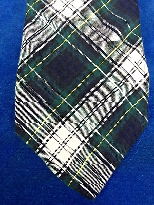 #ad Rooster Collectibles MENS CRAVAT TIE French Polo Rugby Plaid Tie Blue Green RARE