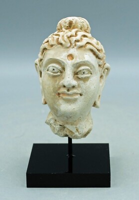 #ad Antique Stucco Buddha Head Gandharan from Indus Valley ca. 4th Cent Mounted
