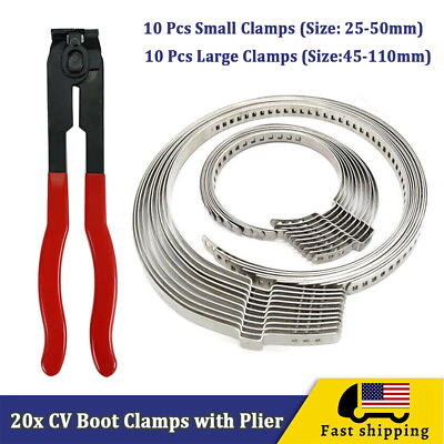 #ad For Auto ATV CV Joint Axle Boot Clamp Pliers Tool with 20 Crimp Bands Replace