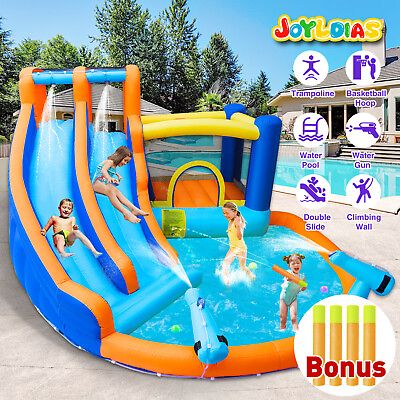 #ad JOYLDIAS Giant Kids Inflatable Double Water Slide Bouncer JumpClimb 4Guns Blower