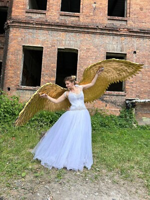 #ad golden wings of an angel cosplay royal wings Christmas angel costume photo shoo