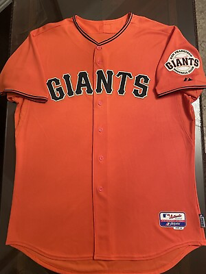 #ad San Francisco Giants Authentic On Field Majestic Alternate Orange Jersey 52 2XL