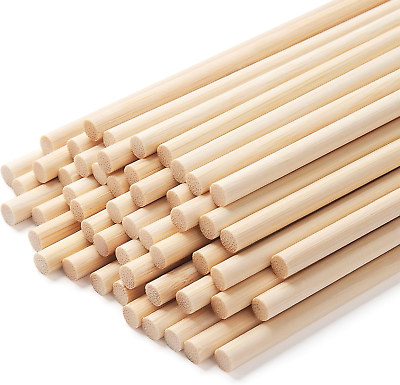 #ad Wooden Dowel Rods Wood Dowels 50PCS 1 4 X 12quot; round Natural Bamboo Sticks for C