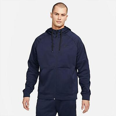 #ad Nike Mens Therma FIT Full Zip Logo Obsidian Blue Hoodie Sweatshirt XXL 2XL Navy