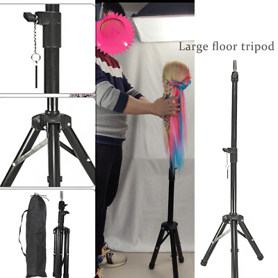#ad 60 70 125cm Adjustable Wig Stand Tripod for Hairdressing Training Mannequin Head