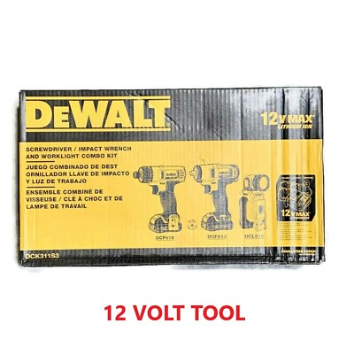 #ad DEWALT DCK311S3 12V 12 Volt Cordless Screwdriver Impact Wrench amp; Light Combo Kit