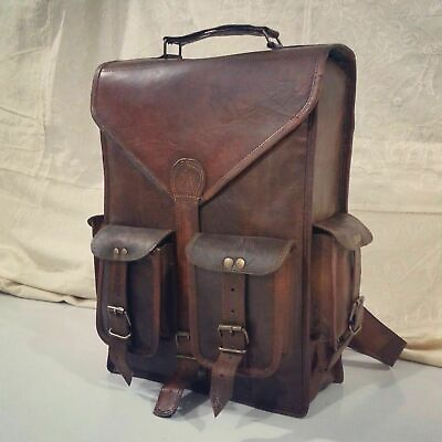 #ad Mens Vintage Genuine Leather Laptop Backpack Rucksack Messenger Bag Satchel NEW