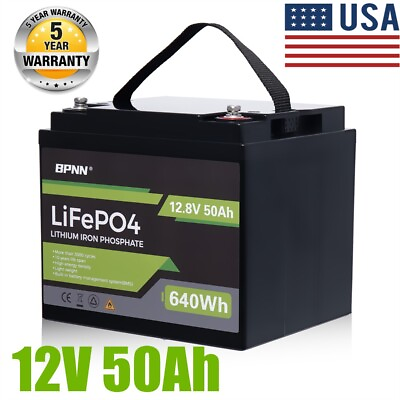 #ad 12V 50Ah LiFePO4 Lithium Battery 5000 Deep Cycle for Solar RV Off grid System