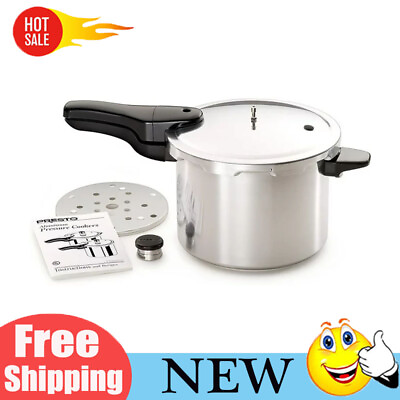 #ad Aluminum Pressure Cooker w Cooking Rack Pressure Pot Cooker Stovetop 6 Quart US