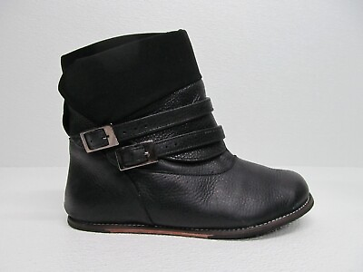 #ad Lisbeth Joe Boulder Boot Black Leather Buckle Ankle Flat size Women#x27;s 7M