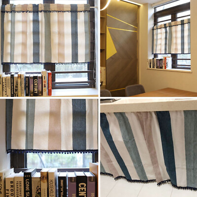 #ad Modern Stripes Curtain Half Short Window Door Drape Valance Screen Home Decor