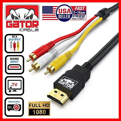 #ad HDMI To 3 RCA Video Audio AV Component Converter Adapter HD Cable 1080P HDTV 5FT