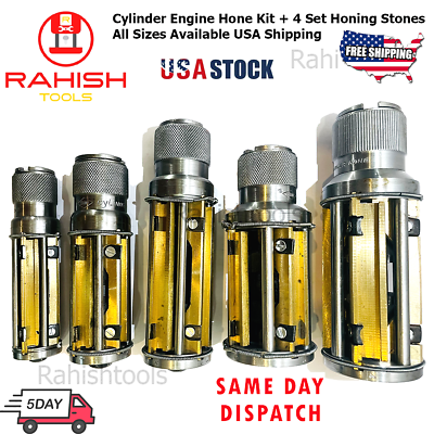 #ad Cylinder Engine Hone Kit 4 Set Honing Stones All Sizes Available RAHISHTOOLS