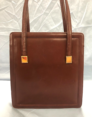 #ad VTG TIFFANY amp; CO. Authentic BURGUNDY LEATHER Rectangle Boxy SATCHEL TOTE BAG