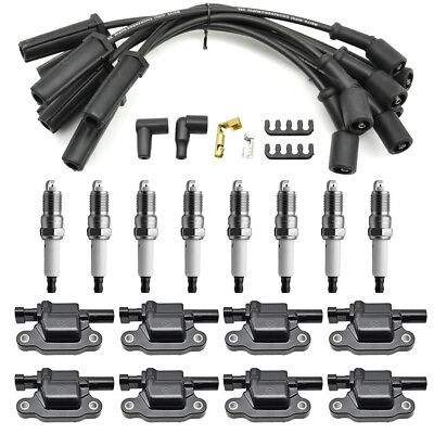 #ad 8 sets Performance KIT 41 962 Spark Plugs Ignition Coils Wire Set For Chevy