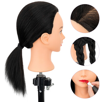 #ad Real Human Hair Mannequin Head Hairdresser Mannequin Manikin Training with Stand