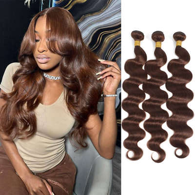 #ad #4 Light Brown Body Wave Bundles Human Hair Bundles Weft Remy Hair Extensions