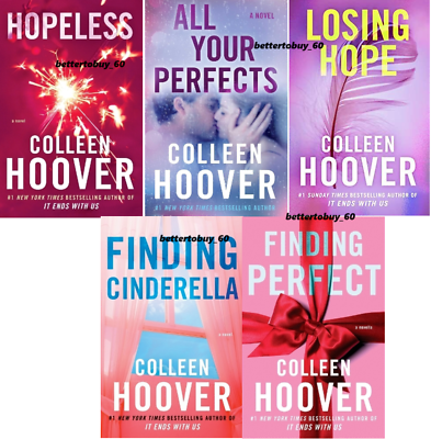 #ad Colleen Hoover Hopeless Series 5 Books Set Losing Hope Finding Perfect Cindere