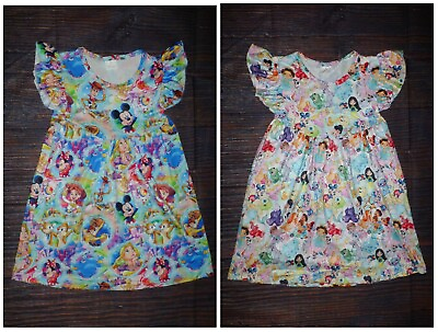#ad NEW Boutique Disney Cartoon Characters Girls Sleeveless Dress