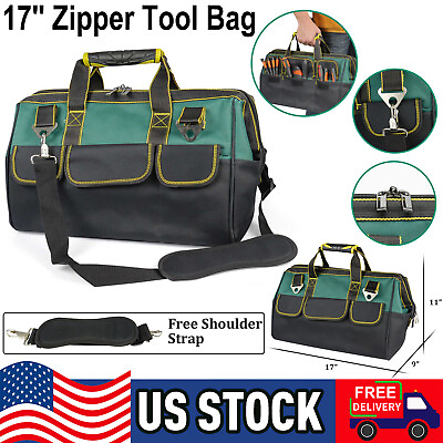 #ad Large 17quot; Tool Bag Multi pocket Tool Organizer with Adjustable Shoulder Strap US