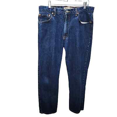 #ad Levis 505 Regular Fit Men#x27;s Straight Leg Dark Blue Jeans 36x30