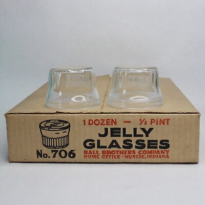 #ad Vintage Ball Ball Jelly Glass Jars 1 3 Pint No. 706 Case of 12 NO LIDS