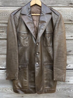 #ad Roger amp; Gallet Monsieur Paris Leather Jacket Vintage RARE Men 36 Antler Buttons