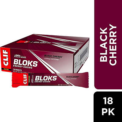 #ad CLIF BLOKS Black Cherry Flavor with Caffeine Energy Chews 2.12 Oz 18 Count